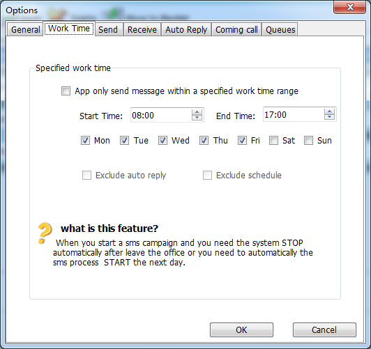 send SMS with specified work time